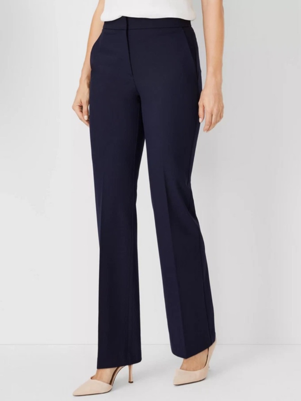 Ann Taylor | Women's Navy Flare Leg The Modern Tailored Flat Front Pants Sz 10P
